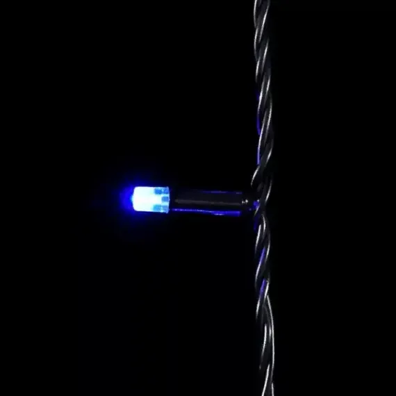 Светодиодная гирлянда с колпачком 100 синих LED ламп 10 м., 24В., черный провод ПВХ, IP65, LTC (PST100CAP-11-1B)