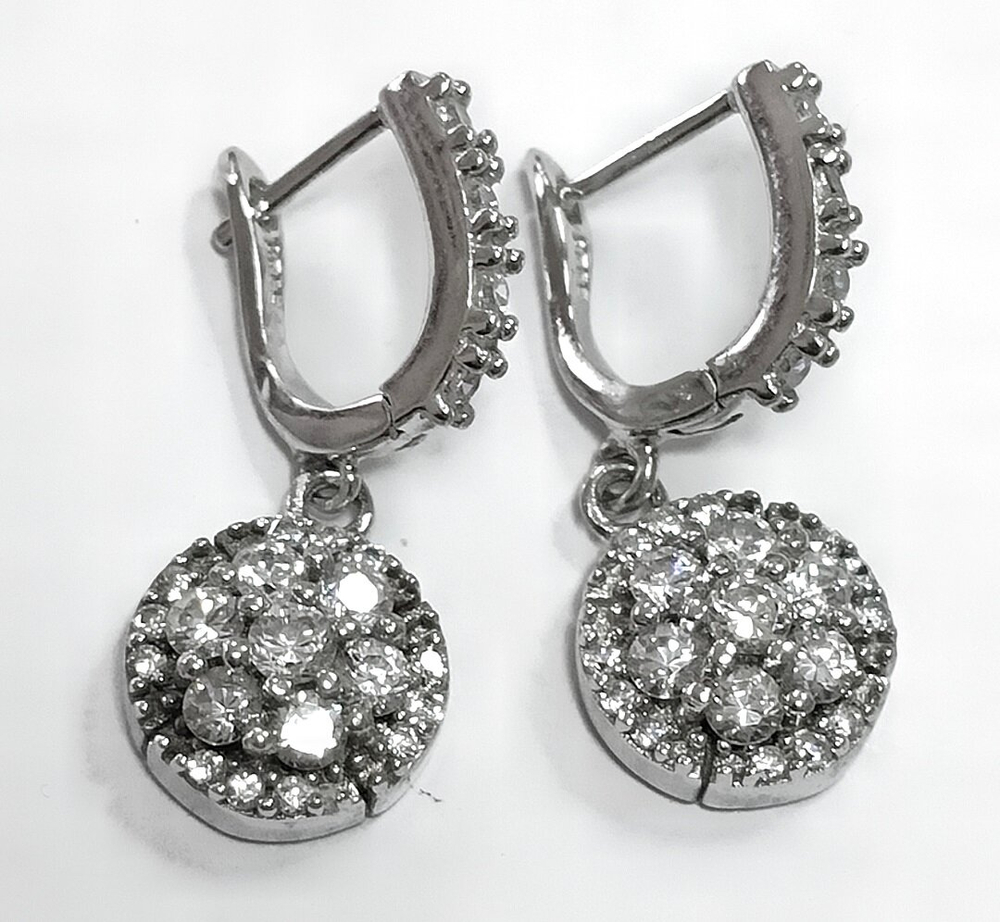 Ювелирные серьги от "Эстерелла"из серебра с фианитами