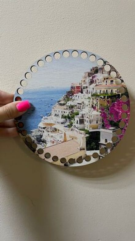 Донышки для вязания корзин с принтом "Санторини" d-15 см