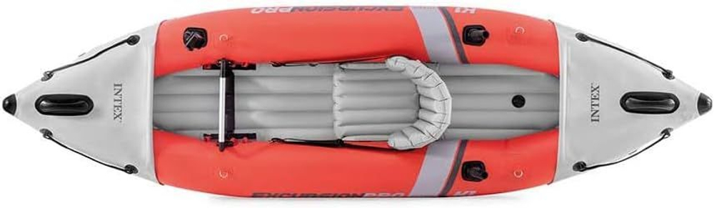 Байдарка надувная одноместная Intex 68303 Excursion Pro K1 (305х91х46 см) с веслом и насосом, Каяк армированный для рыбалки и сплава