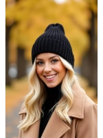 шапка вязаная теплая зимняя с отворотом стильная