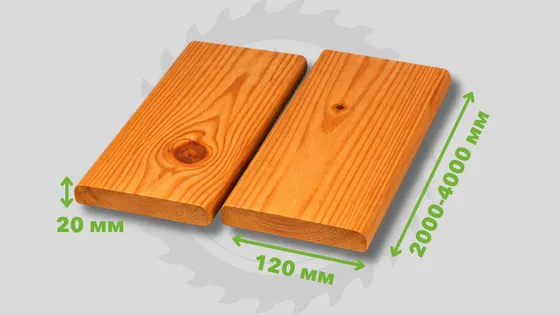 Планкен прямой, лиственница, сорт Эконом, 20*120*2000-4000мм