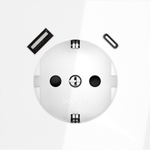 Розетка встраиваемая VOLTUM S70 с заземлением и защитными шторками, 16А, с USB, A+С, (белый глянцевый)