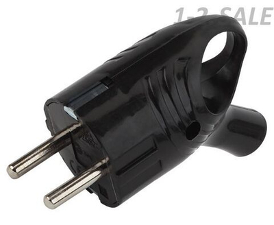 Вилка с заземл. угловая с кольцом 16А черн. Vx4-B ЭРА Б0039677