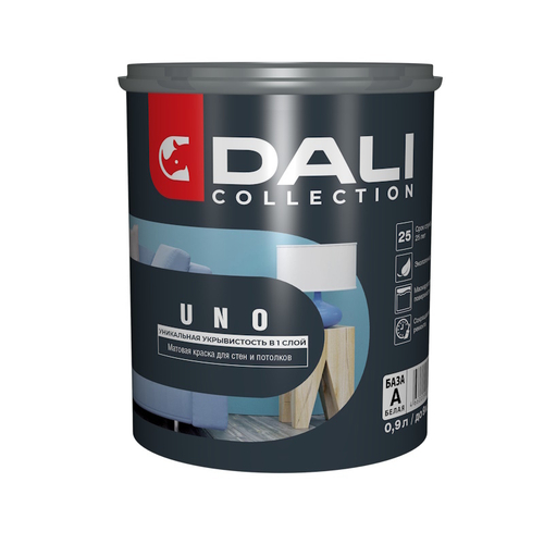 В/д DALI COLLECTION д/стен и потолков UNO укрывистая  База А  белая 0,9л  (Рогнеда)