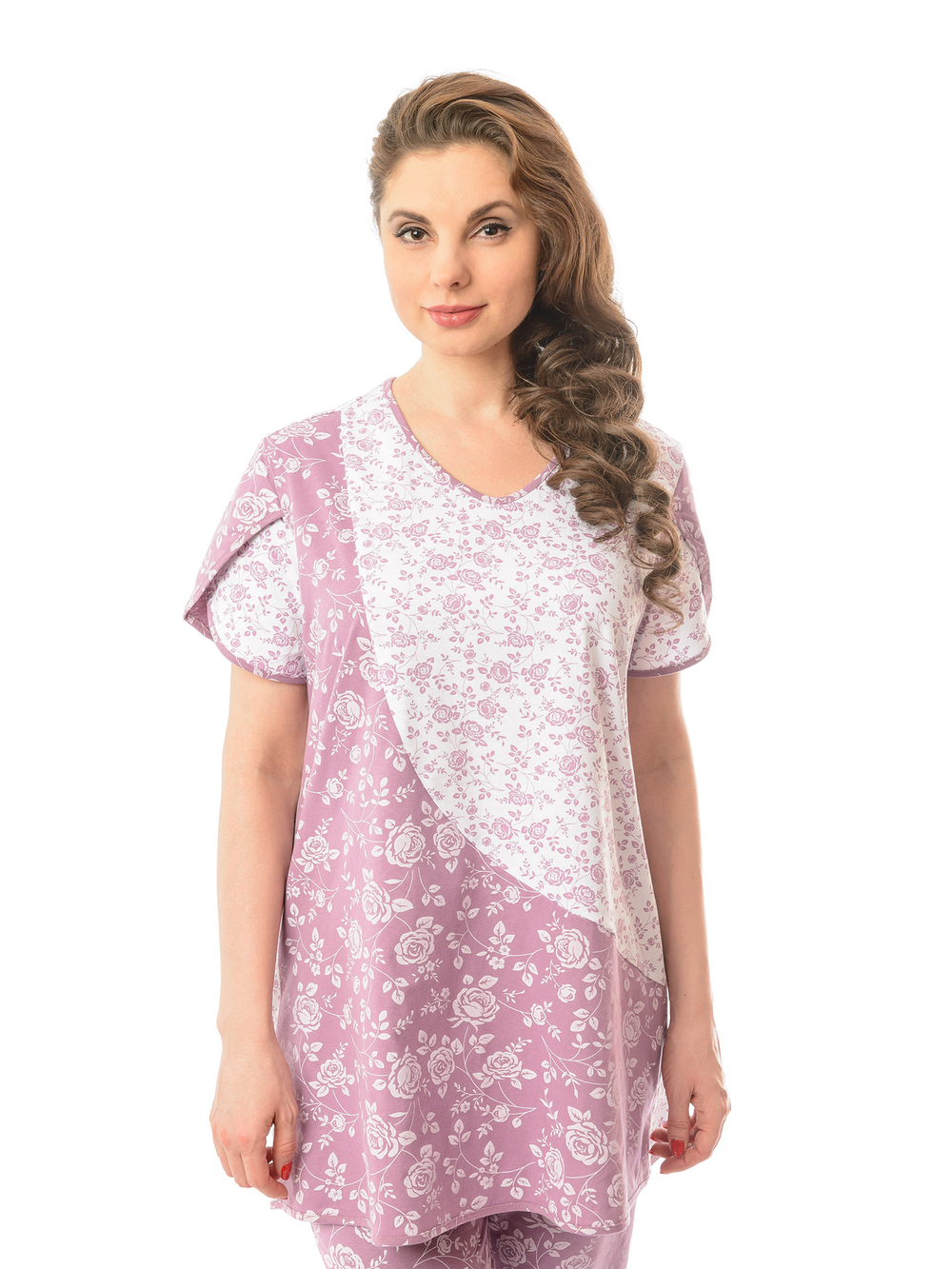Пижама с бриджами КД-020/розоваяветочка