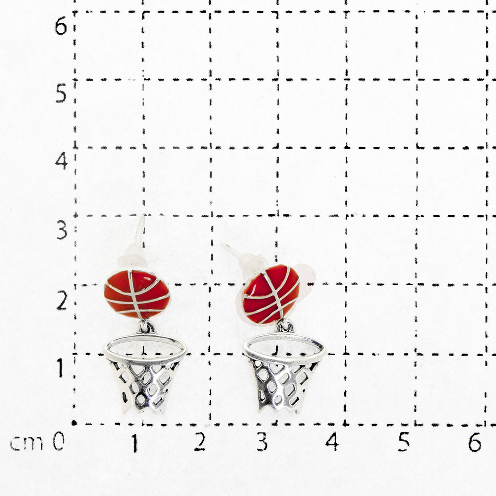 "Баскет" серьги в серебряном покрытии из коллекции "Olympic" от Jenavi с замком пусеты