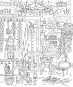 The Story of a Magical Town and a mysterious Forest. Coloring book Eriy