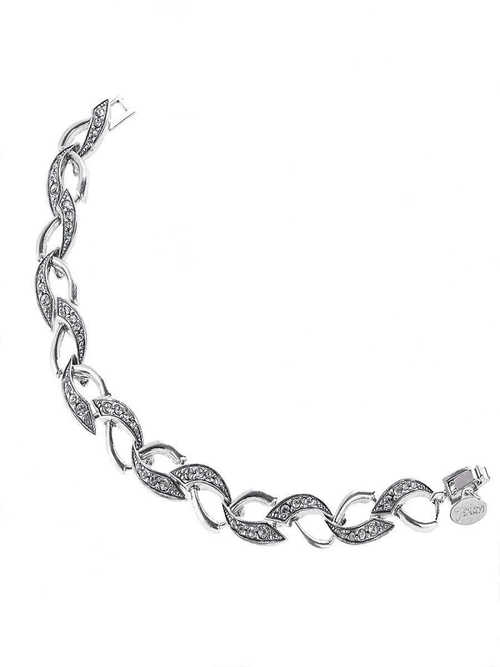 "Плетенка" браслет в серебряном покрытии из коллекции "Сударыня" от Jenavi с замком пряжка