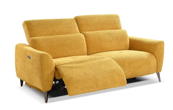 Диван-реклайнер с электроприводом Jasper, 200 см, желтый