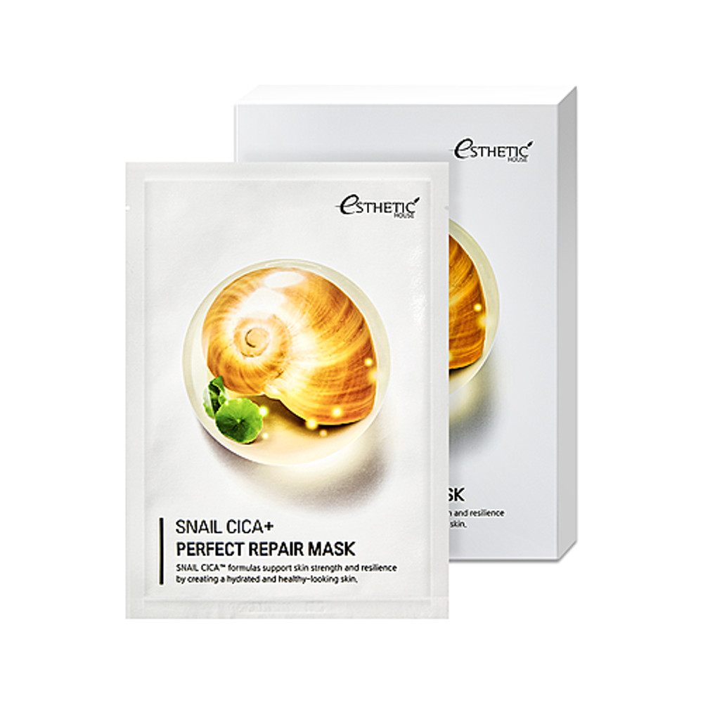 Esthetic House Маска тканевая для лица муцин улитки - Snail cica+ perfect repair mask, 25мл