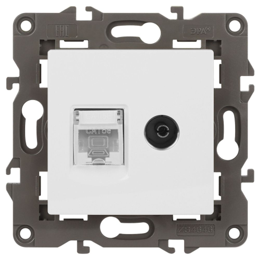 14-3110-01 ЭРА Розетка RJ45+TV, IP20, белый