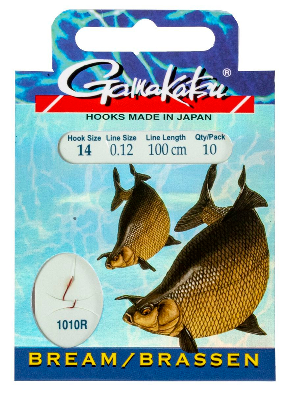 Крючки с поводком Gamakatsu Booklet BREAM 1010R размер 14/0, 12мм 100см (упк.10шт.)