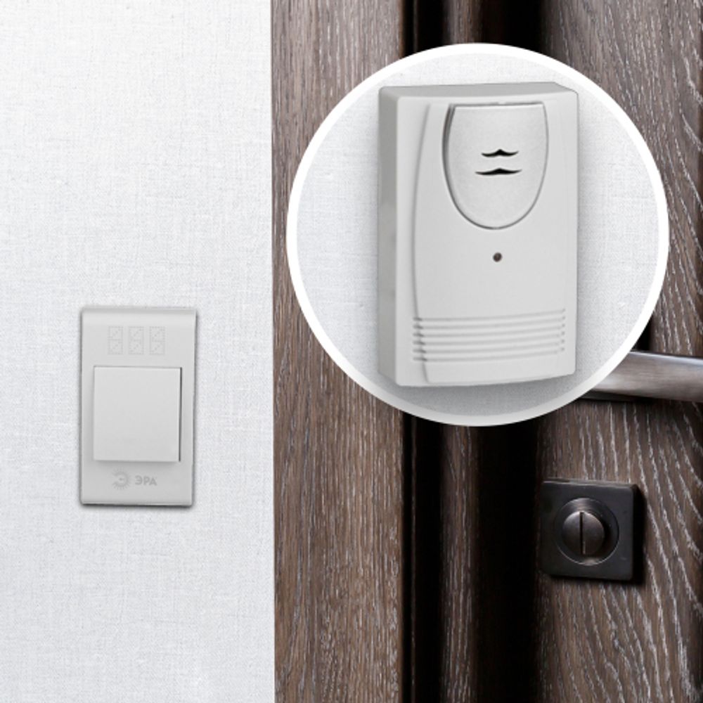 Звонок дверной ЭРА C61 беспроводной белый 32 мелодии | Электрозвонки беспроводные