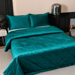 Велюровое покрывало в клетку OVL045, размер 160*220, наволочка 50-70 1 шт