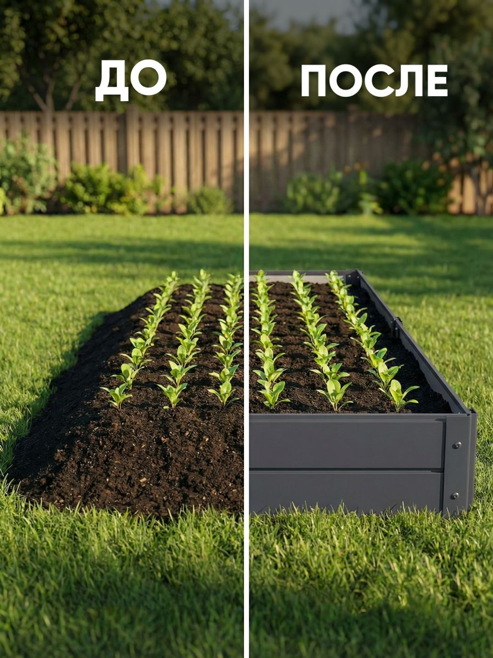 Грядка Ивановская 1х4 метра, борт 20см Серый графит (RAL 7024), (сборка: саморезы)