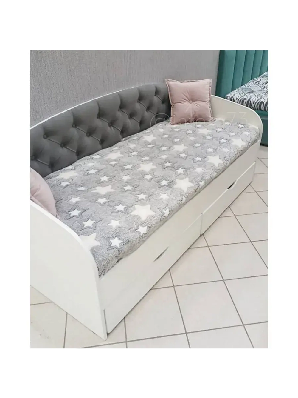 Детская Кровать "Софа" с мягким элементом с двумя ящиками