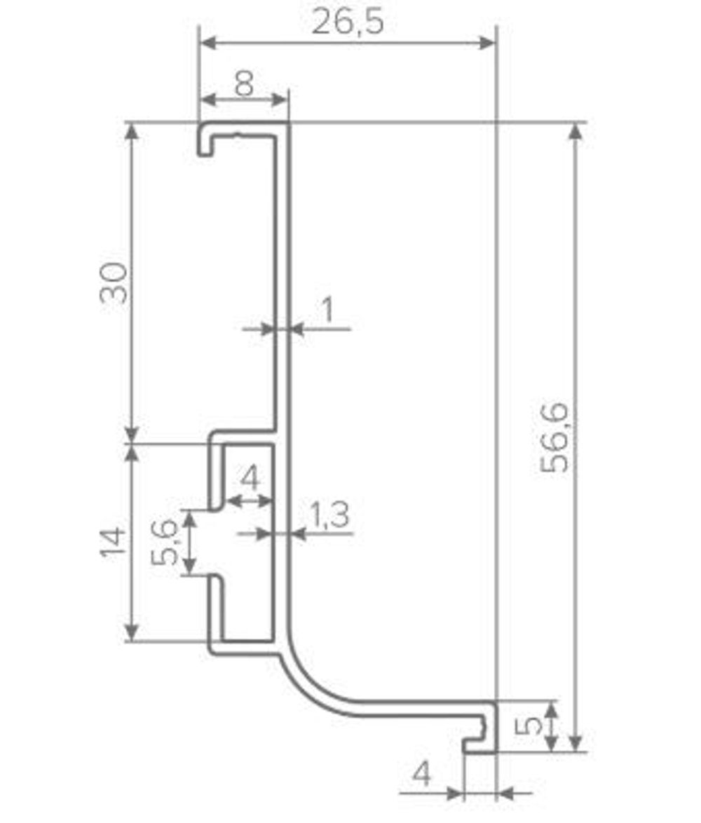 Профиль Gola-X горизонтальный, L-формы, 5000мм, алюминий, AQ