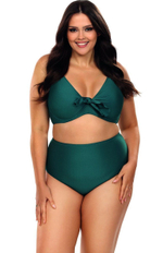 Раздельный купальник plus size: мягкий лиф и трусики-слипы (Размер: 80E/40) (Цвет: изумрудный)