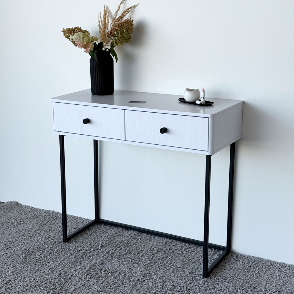 Туалетный столик консоль ROYAL 5311 эко (Белый-Черный-р.черная)