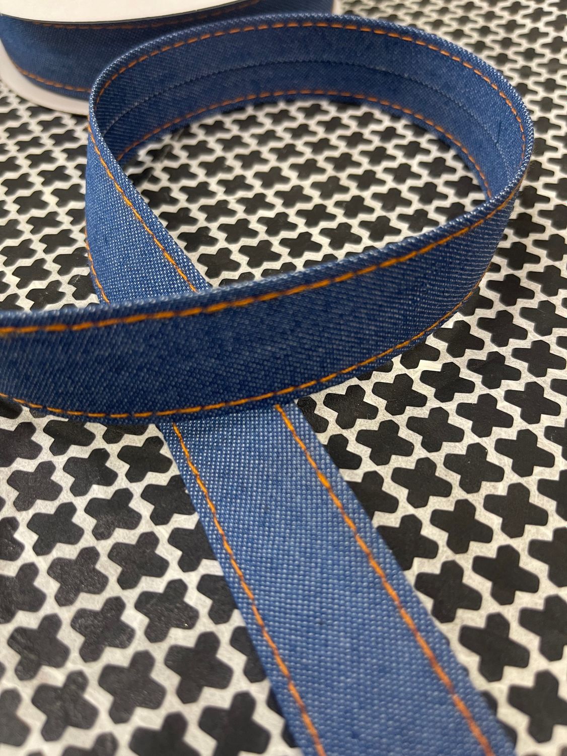 лента джинсовая 2,5см цвет синий (1метр)