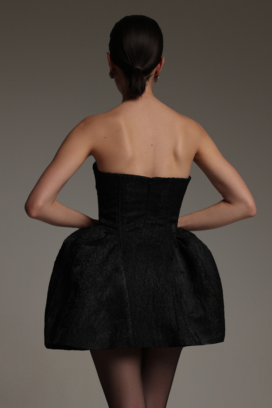 Платье мини из жаккарда