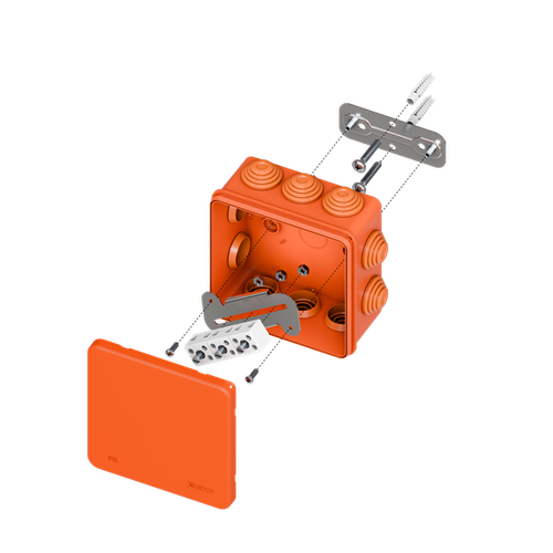 Коробка огнестойкая E45 100x100x50мм с клеммниками 6 полюсов 0,5-4мм2 IP55 HF EKF