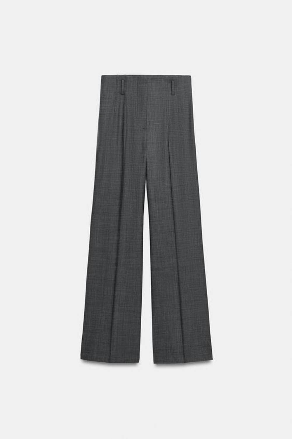 ZARA БРЮКИ ИЗ ШЕРСТИ С ВЫСОКОЙ ПОСАДКОЙ — ZW COLLECTION, СЕРЫЙ МЕЛАНЖ