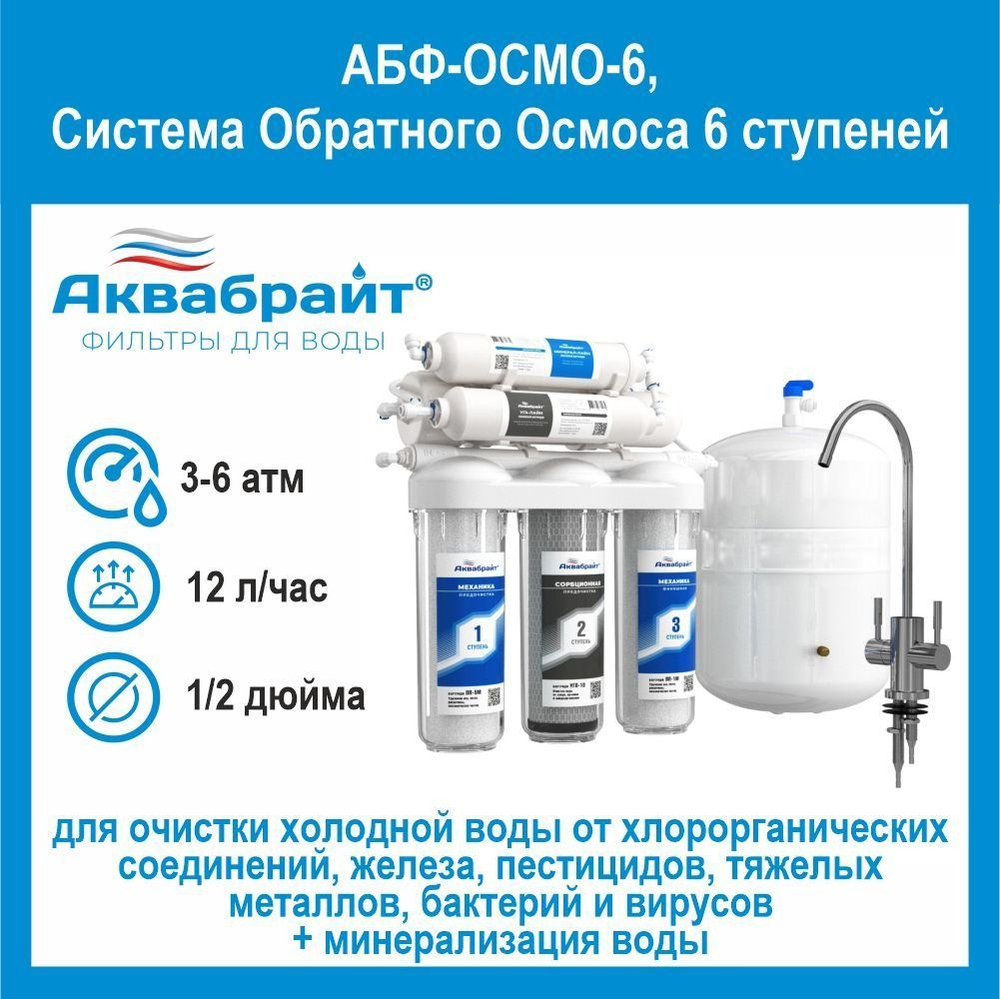 Система Обратного Осмоса 6 ступеней АБФ-ОСМО-6 минерализация воды