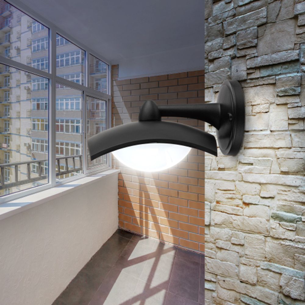 Садово-парковый светильник ЭРА ДБУ 07-8-004 Дели 4 черный 4 гранный настенный IP44 светодиодный 8Вт 6500K