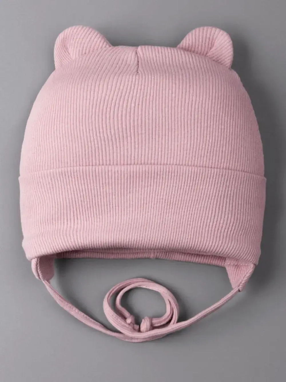 Шапка детская с ушками на завязках на осень