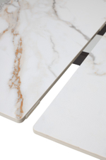 Стол М-City DISAUR Бэтис (Betis) 180 Мрамор (Matte Gilded White Solid Ceramic), Орех (Walnut)