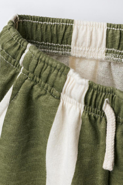 ZARA ПРЯМЫЕ БРЮКИ ИЗ МЯГКОЙ ТКАНИ В ПОЛОСКУ, ЗЕЛЕНЫЙ