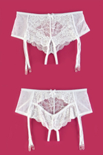 Эротические трусики-пояс с кружевными вставками белые 42-44