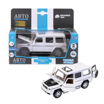 Модель 1:32 Mercedes-Benz G350d, белый, откр. капот, передние и задняя двери, свет, звук, инерция