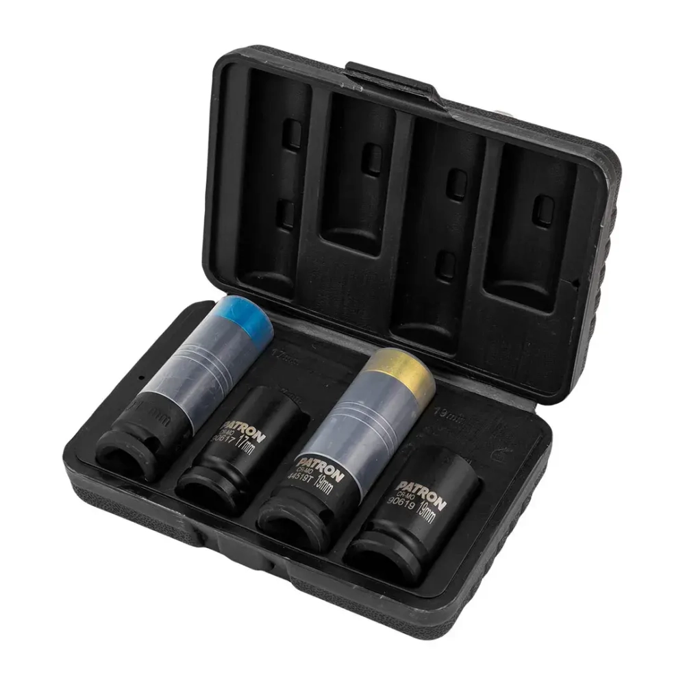 Головки, набор 4пр. (17, 19мм (6гр.), 17, 19мм (сорв.гр.) PATRON P-4035D