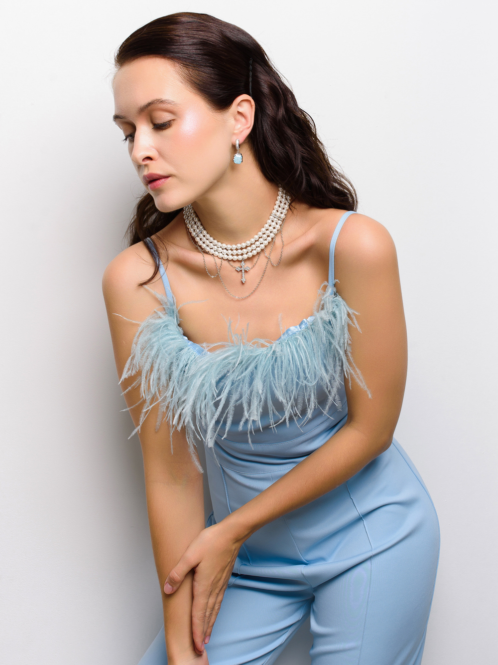 Колье "Pure Trio Cross" из перламутра