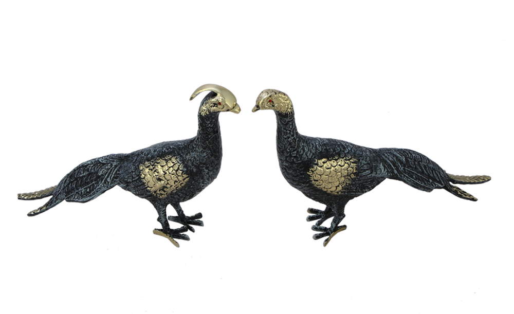 Bello De Bronze Статуэтка Павлины пара, синие