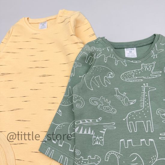 Комплект боди с длинным рукавом, Зоопарк/эффект меланжа