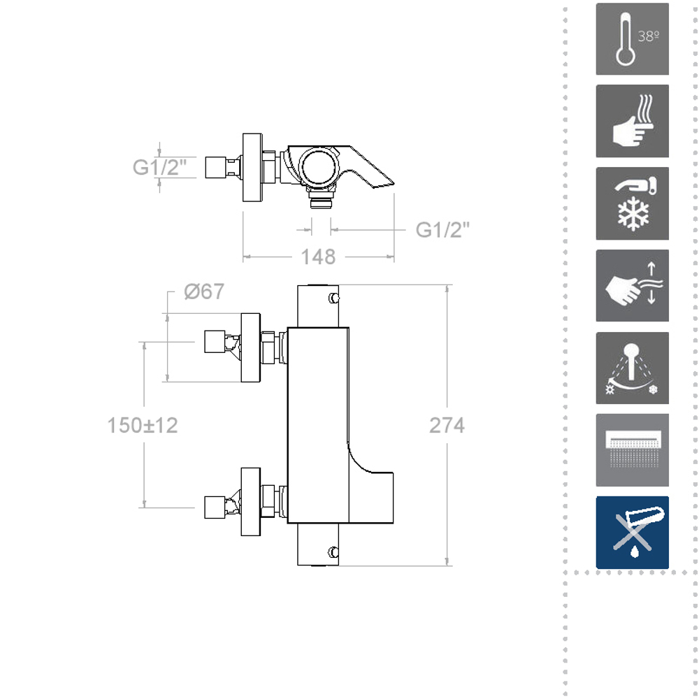Смеситель термостатический для ванны с каскадным изливом URBAN CHIC 213901SNM черный