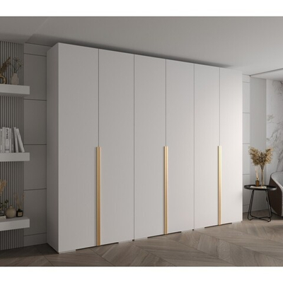 Распашной шестисекционный шкаф Мори - 14 Белый Снег 8685 BS  210*45*240