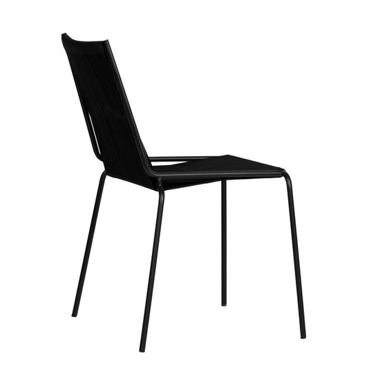 Стул уличный обеденный Lion черный из металла и шнура