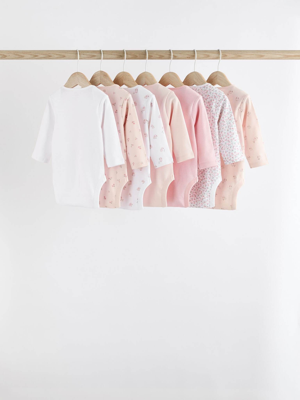 Боди с длинным рукавом для малышей Next K79-554, 7 шт., Белый, Розовый