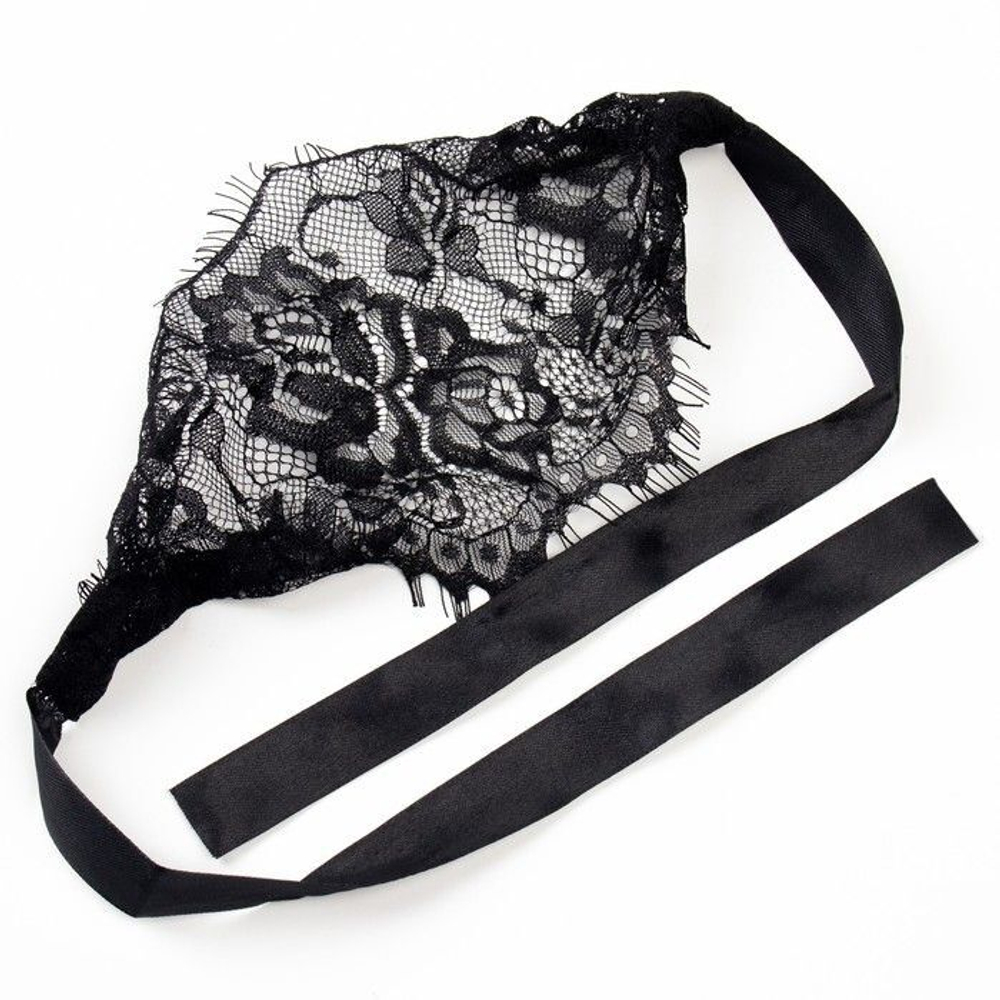 БДСМ-набор «Оки-Чпоки» с кружевом (Цвет: черный с белым)