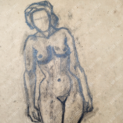 [Ню] Штайнер Роберт. Обнаженная, опирающаяся на правую ногу. Карандаш. 1948 г.