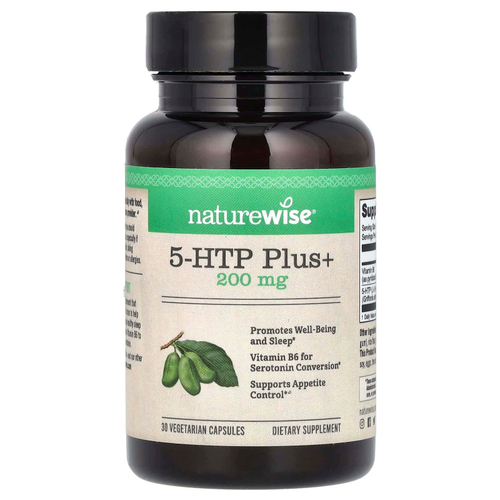 NatureWise, 5-HTP Plus+, 200 мг, 30 вегетарианских капсул
