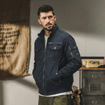 Мужская ветровка на резинке в Американском ретро-стиле из натурального хлопка без капюшона.