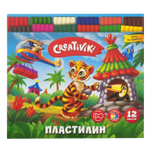Пластилин классический 12 цветов, 180 гр, со стеком (Creativiki)