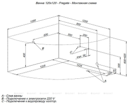 Акриловая ванна Aquanet (Акванет) Fregate 120x120 с каркасом