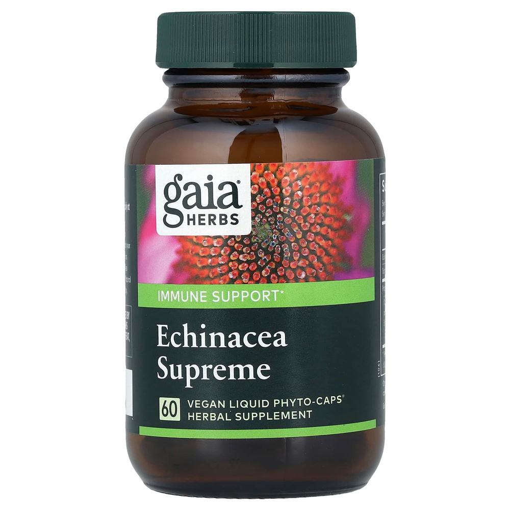 Gaia Herbs, Echinacea Supreme, 60 веганских капсул Phyto-Caps®